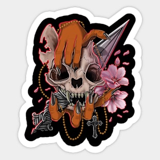 Red skull cat Sticker